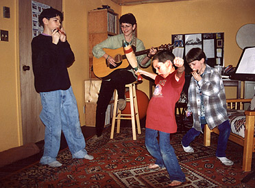 SUE JAMMING WITH 3 OF HER GRANDSONS - 1997